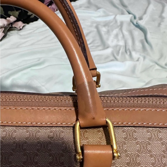 Celine Vintage Beige Macadam Canvas Duffel Duffle Boston Bag - Picture 4 of 9